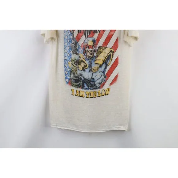 Vintage 80s SThrashed Thin Anthrax Among the Living I Am the Law Band T-Shirt